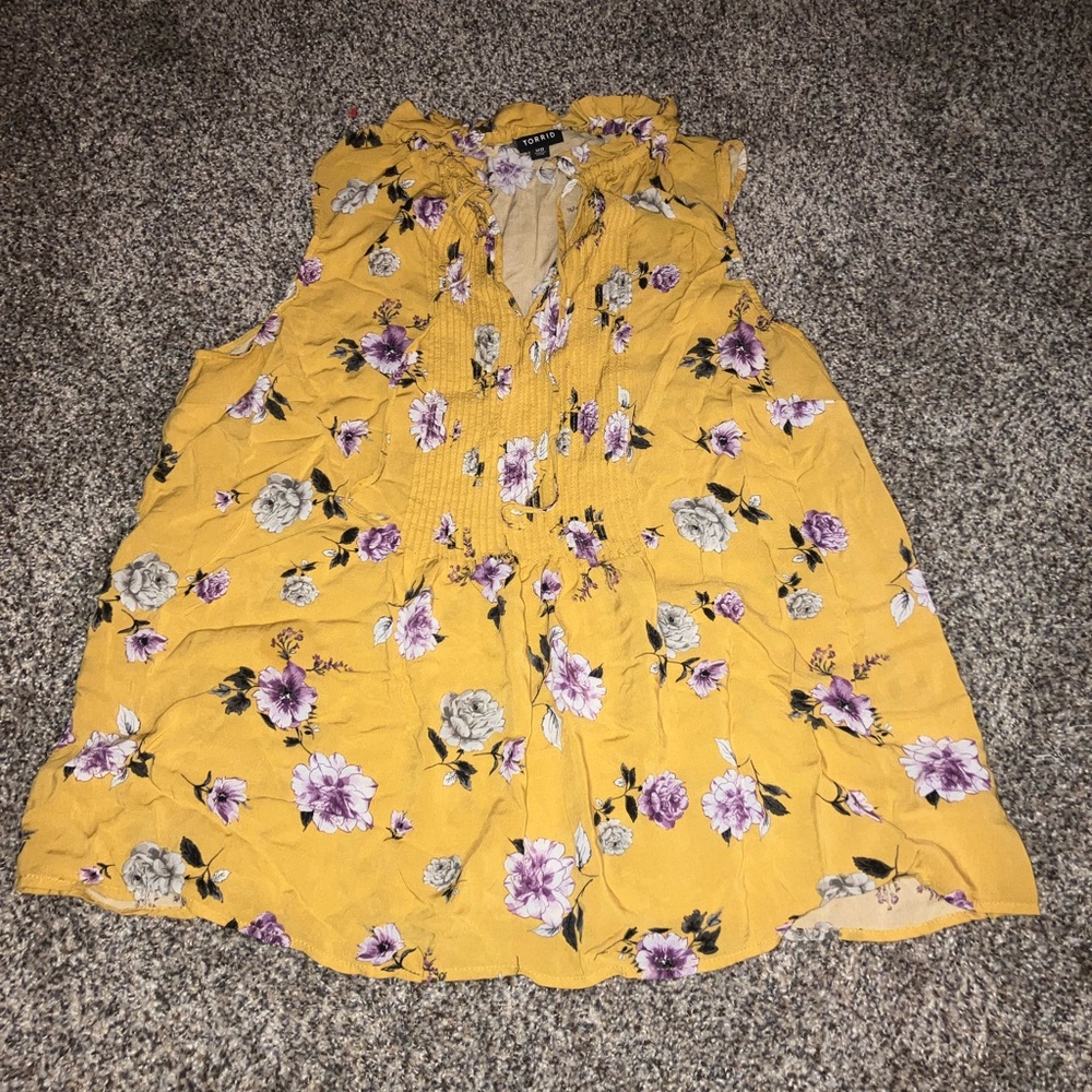 Yellow Floral Blouse Tank